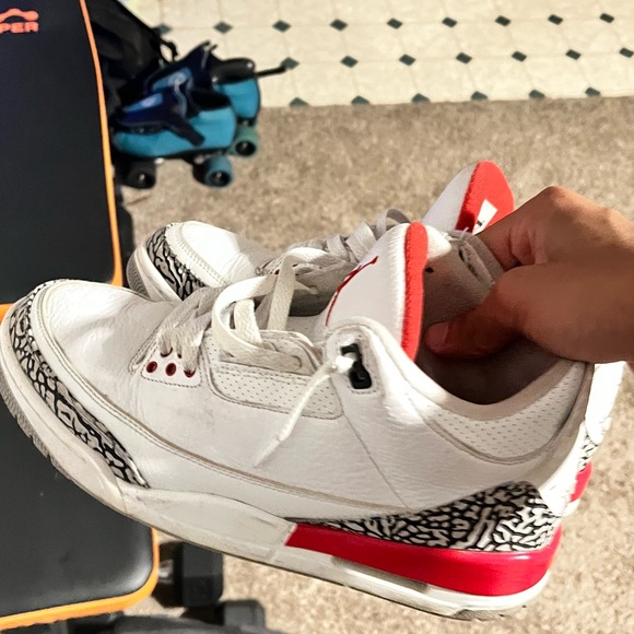 Jordan White and Red Sneakers Classic Basketball Style